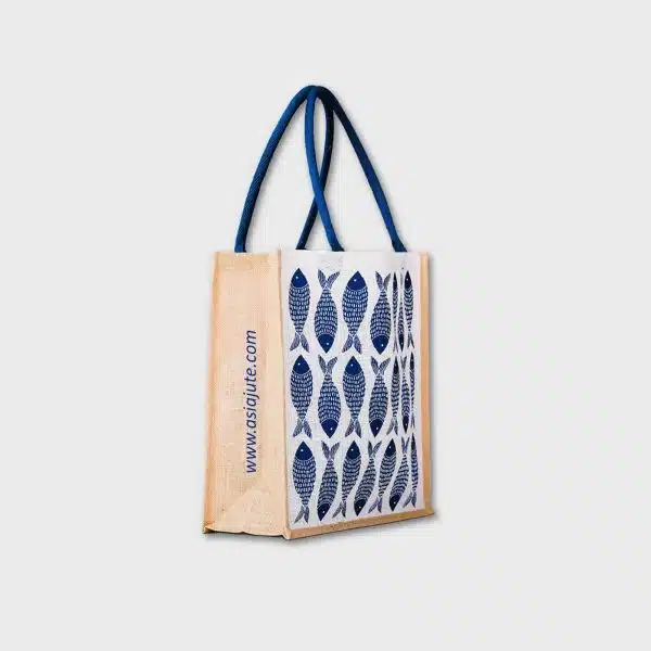 Printed jute shopping discount bags